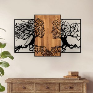 meg-GP052-0062-1 ΔΙΑΚΟΣΜΗΤΙΚΟ ΤΟΙΧΟΥ TREE LOVE MEGAPAP ΞΥΛΙΝΟ - ΜΕΤΑΛΛΙΚΟ ΧΡΩΜΑ ΚΑΡΥΔΙ - ΜΑΥΡΟ 125X3X79ΕΚ.