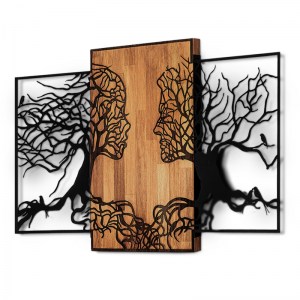 meg-GP052-0062-2 ΔΙΑΚΟΣΜΗΤΙΚΟ ΤΟΙΧΟΥ TREE LOVE MEGAPAP ΞΥΛΙΝΟ - ΜΕΤΑΛΛΙΚΟ ΧΡΩΜΑ ΚΑΡΥΔΙ - ΜΑΥΡΟ 125X3X79ΕΚ.