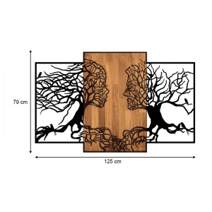 meg-GP052-0062-3 ΔΙΑΚΟΣΜΗΤΙΚΟ ΤΟΙΧΟΥ TREE LOVE MEGAPAP ΞΥΛΙΝΟ - ΜΕΤΑΛΛΙΚΟ ΧΡΩΜΑ ΚΑΡΥΔΙ - ΜΑΥΡΟ 125X3X79ΕΚ.