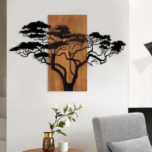 meg-GP052-0068-1 ΔΙΑΚΟΣΜΗΤΙΚΟ ΤΟΙΧΟΥ ACACIA TREE MEGAPAP ΞΥΛΙΝΟ - ΜΕΤΑΛΛΙΚΟ ΧΡΩΜΑ ΚΑΡΥΔΙ - ΜΑΥΡΟ 90X3X58ΕΚ.
