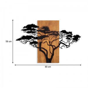 meg-GP052-0068-3 ΔΙΑΚΟΣΜΗΤΙΚΟ ΤΟΙΧΟΥ ACACIA TREE MEGAPAP ΞΥΛΙΝΟ - ΜΕΤΑΛΛΙΚΟ ΧΡΩΜΑ ΚΑΡΥΔΙ - ΜΑΥΡΟ 90X3X58ΕΚ.