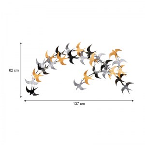 meg-GP052-0076-2 ΔΙΑΚΟΣΜΗΤΙΚΟ ΤΟΙΧΟΥ BIRDS MEGAPAP ΜΕΤΑΛΛΙΚΟ ΧΡΩΜΑ ΜΑΥΡΟ - BRONZE - ΑΣΗΜΙ 137X62ΕΚ.