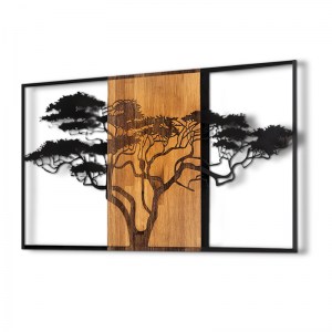 meg-GP052-0079-2 ΔΙΑΚΟΣΜΗΤΙΚΟ ΤΟΙΧΟΥ ACACIA TREE MEGAPAP ΞΥΛΙΝΟ - ΜΕΤΑΛΛΙΚΟ ΧΡΩΜΑ ΚΑΡΥΔΙ - ΜΑΥΡΟ 90X3X58ΕΚ.