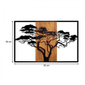 meg-GP052-0079-3 ΔΙΑΚΟΣΜΗΤΙΚΟ ΤΟΙΧΟΥ ACACIA TREE MEGAPAP ΞΥΛΙΝΟ - ΜΕΤΑΛΛΙΚΟ ΧΡΩΜΑ ΚΑΡΥΔΙ - ΜΑΥΡΟ 90X3X58ΕΚ.