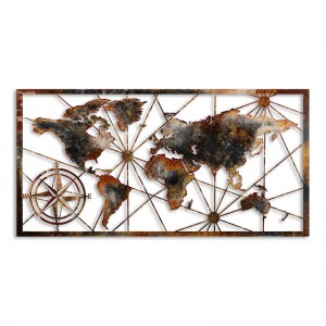 meg-GP052-0083-0 ΔΙΑΚΟΣΜΗΤΙΚΟ ΤΟΙΧΟΥ WORLD MAP MEGAPAP ΜΕΤΑΛΛΙΚΟ ΧΡΩΜΑ ΜΑΥΡΟ - BRONZE 120X60ΕΚ.