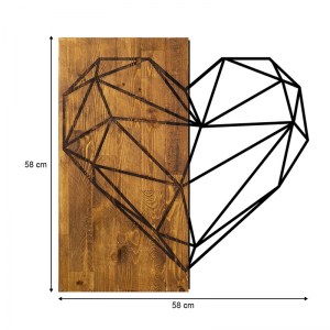 meg-GP052-0085-3 ΔΙΑΚΟΣΜΗΤΙΚΟ ΤΟΙΧΟΥ HEART MEGAPAP ΞΥΛΙΝΟ - ΜΕΤΑΛΛΙΚΟ ΧΡΩΜΑ ΚΑΡΥΔΙ - ΜΑΥΡΟ 58X3X58ΕΚ.
