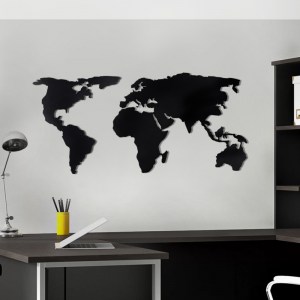 meg-GP052-0088-1 ΔΙΑΚΟΣΜΗΤΙΚΟ ΤΟΙΧΟΥ WORLD MAP MEGAPAP ΜΕΤΑΛΛΙΚΟ ΧΡΩΜΑ ΜΑΥΡΟ 120X60ΕΚ.