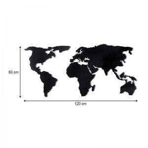 meg-GP052-0088-2 ΔΙΑΚΟΣΜΗΤΙΚΟ ΤΟΙΧΟΥ WORLD MAP MEGAPAP ΜΕΤΑΛΛΙΚΟ ΧΡΩΜΑ ΜΑΥΡΟ 120X60ΕΚ.