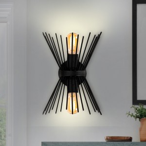 meg-GP052-0108,1-1 ΑΠΛΙΚΑ ΤΟΙΧΟΥ KIRPI MEGAPAP E27 ΜΕΤΑΛΛΙΚΗ ΧΡΩΜΑ ΜΑΥΡΟ 23X5X33ΕΚ.