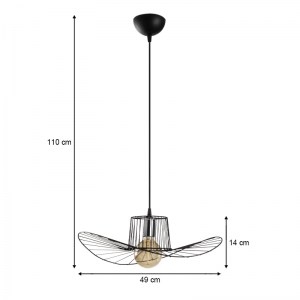 meg-GP052-0110,1-2 ΦΩΤΙΣΤΙΚΟ ΟΡΟΦΗΣ TEL MEGAPAP E27 ΜΕΤΑΛΛΙΚΟ ΜΟΝΟΦΩΤΟ ΧΡΩΜΑ ΜΑΥΡΟ Φ49X110ΕΚ.