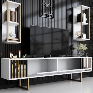 meg-GP052-0114,2-2 ΣΥΝΘΕΣΗ ΤΗΛΕΟΡΑΣΗΣ GOLDLINE MEGAPAP ΧΡΩΜΑ ΛΕΥΚΟ - ΧΡΥΣΟ 180X30X48ΕΚ.
