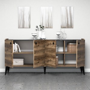 meg-GP052-0115,1-1 ΜΠΟΥΦΕΣ LIDYA MEGAPAP ΧΡΩΜΑ ΚΑΡΥΔΙ - ΜΑΥΡΟ ΕΦΕ ΜΑΡΜΑΡΟΥ 182X41X82,5ΕΚ.
