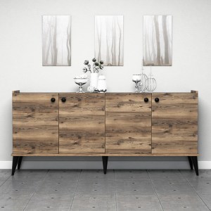 meg-GP052-0115,1-2 ΜΠΟΥΦΕΣ LIDYA MEGAPAP ΧΡΩΜΑ ΚΑΡΥΔΙ - ΜΑΥΡΟ ΕΦΕ ΜΑΡΜΑΡΟΥ 182X41X82,5ΕΚ.