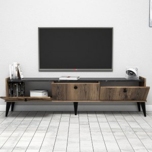 meg-GP052-0116,1-1 ΕΠΙΠΛΟ ΤΗΛΕΟΡΑΣΗΣ LIDYA MEGAPAP ΧΡΩΜΑ ΚΑΡΥΔΙ - ΜΑΥΡΟ ΕΦΕ ΜΑΡΜΑΡΟΥ 180X35X49ΕΚ.