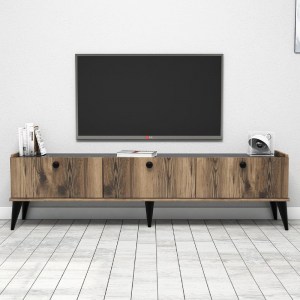 meg-GP052-0116,1-2 ΕΠΙΠΛΟ ΤΗΛΕΟΡΑΣΗΣ LIDYA MEGAPAP ΧΡΩΜΑ ΚΑΡΥΔΙ - ΜΑΥΡΟ ΕΦΕ ΜΑΡΜΑΡΟΥ 180X35X49ΕΚ.