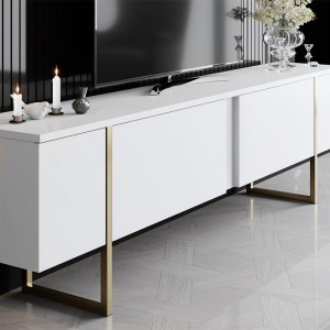 meg-GP052-0117,3-2 ΕΠΙΠΛΟ ΤΗΛΕΟΡΑΣΗΣ LUXE MEGAPAP ΧΡΩΜΑ ΛΕΥΚΟ - ΧΡΥΣΟ 180X30X50ΕΚ.