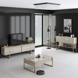meg-GP052-0117,4-2 ΕΠΙΠΛΟ ΤΗΛΕΟΡΑΣΗΣ LUXE MEGAPAP ΧΡΩΜΑ TRAVERTINE - ΧΡΥΣΟ 180X30X50ΕΚ.