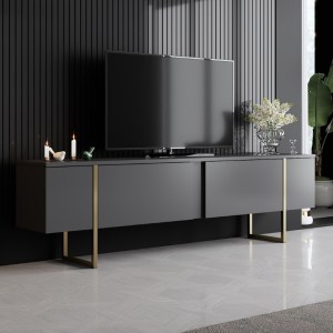 meg-GP052-0117,5-1 ΕΠΙΠΛΟ ΤΗΛΕΟΡΑΣΗΣ LUXE MEGAPAP ΧΡΩΜΑ ΑΝΘΡΑΚΙ - ΧΡΥΣΟ 180X30X50ΕΚ.