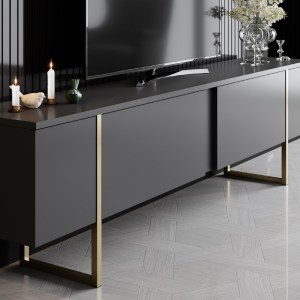 meg-GP052-0117,5-4 ΕΠΙΠΛΟ ΤΗΛΕΟΡΑΣΗΣ LUXE MEGAPAP ΧΡΩΜΑ ΑΝΘΡΑΚΙ - ΧΡΥΣΟ 180X30X50ΕΚ.