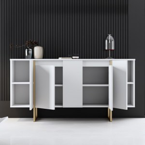 meg-GP052-0118,3-2 ΜΠΟΥΦΕΣ LUXE MEGAPAP ΧΡΩΜΑ ΛΕΥΚΟ - ΧΡΥΣΟ 160X35X80ΕΚ.