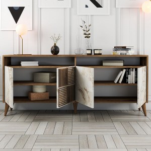 meg-GP052-0119,1-1 ΜΠΟΥΦΕΣ MILAN MEGAPAP ΧΡΩΜΑ ΚΑΡΥΔΙ - ΛΕΥΚΟ ΕΦΕ ΜΑΡΜΑΡΟΥ 180X35X78,6ΕΚ.