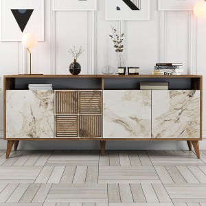 meg-GP052-0119,1-2 ΜΠΟΥΦΕΣ MILAN MEGAPAP ΧΡΩΜΑ ΚΑΡΥΔΙ - ΛΕΥΚΟ ΕΦΕ ΜΑΡΜΑΡΟΥ 180X35X78,6ΕΚ.