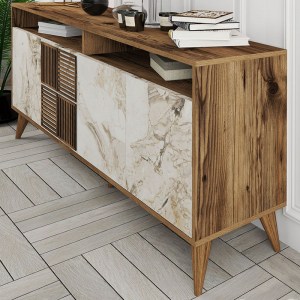meg-GP052-0119,1-3 ΜΠΟΥΦΕΣ MILAN MEGAPAP ΧΡΩΜΑ ΚΑΡΥΔΙ - ΛΕΥΚΟ ΕΦΕ ΜΑΡΜΑΡΟΥ 180X35X78,6ΕΚ.