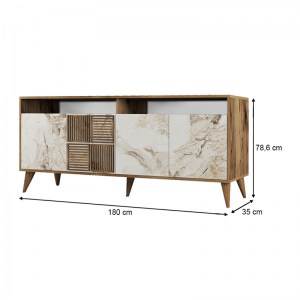 meg-GP052-0119,1-5 ΜΠΟΥΦΕΣ MILAN MEGAPAP ΧΡΩΜΑ ΚΑΡΥΔΙ - ΛΕΥΚΟ ΕΦΕ ΜΑΡΜΑΡΟΥ 180X35X78,6ΕΚ.