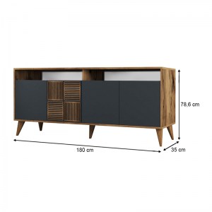 meg-GP052-0119,2-5 ΜΠΟΥΦΕΣ MILAN MEGAPAP ΧΡΩΜΑ ΚΑΡΥΔΙ - ΑΝΘΡΑΚΙ 180X35X78,6ΕΚ.