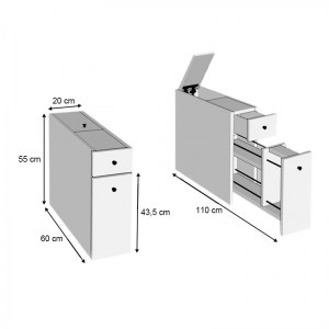 meg-GP052-0122,1-3 ΝΤΟΥΛΑΠΙ ΜΠΑΝΙΟΥ CALENCIA MEGAPAP ΧΡΩΜΑ ΑΝΘΡΑΚΙ 20X60X55ΕΚ.