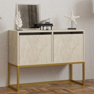 meg-GP052-0127,1-0 ΚΟΝΣΟΛΑ - ΜΠΟΥΦΕΣ ZERMAT MEGAPAP ΧΡΩΜΑ ΜΠΕΖ TRAVERTINE - ΧΡΥΣΟ 90X34X70ΕΚ.