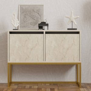 meg-GP052-0127,1-2 ΚΟΝΣΟΛΑ - ΜΠΟΥΦΕΣ ZERMAT MEGAPAP ΧΡΩΜΑ ΜΠΕΖ TRAVERTINE - ΧΡΥΣΟ 90X34X70ΕΚ.
