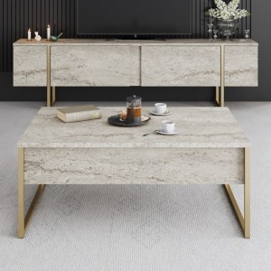 meg-GP052-0128,1-2 ΤΡΑΠΕΖΑΚΙ ΣΑΛΟΝΙΟΥ LUXE MEGAPAP ΧΡΩΜΑ TRAVERTINE - ΧΡΥΣΟ 90X60X40ΕΚ.