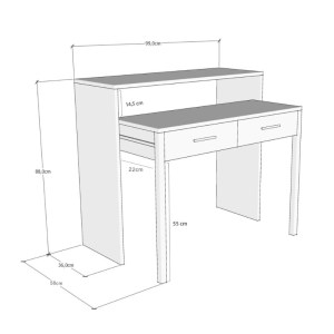 meg-GP052-0134,1-6 ΚΟΝΣΟΛΑ - ΓΡΑΦΕΙΟ ΕΡΓΑΣΙΑΣ NENA MEGAPAP ΧΡΩΜΑ ΛΕΥΚΟ 99X36/58X88ΕΚ.