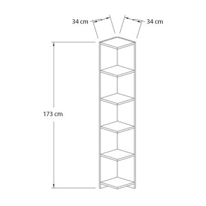 meg-GP052-0146,1-3 ΒΙΒΛΙΟΘΗΚΗ ΓΩΝΙΑΚΗ KEDY II MEGAPAP ΧΡΩΜΑ ΜΑΥΡΟ - ΚΑΡΥΔΙ 34X34X173ΕΚ.