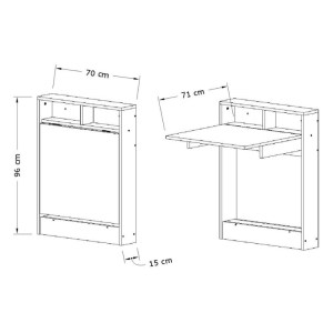 meg-GP052-0147,1-7 ΤΡΑΠΕΖΙ ΕΠΙΤΟΙΧΙΟ ΠΤΥΣΣΟΜΕΝΟ BRACKE MEGAPAP ΧΡΩΜΑ ΛΕΥΚΟ 70X15X96ΕΚ.