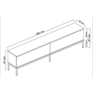 meg-GP052-0153,1-4 ΕΠΙΠΛΟ ΤΗΛΕΟΡΑΣΗΣ LORD MEGAPAP ΧΡΩΜΑ ΜΑΥΡΟ 180X30X47ΕΚ.