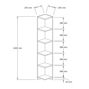meg-GP052-0157,1-3 ΒΙΒΛΙΟΘΗΚΗ ΓΩΝΙΑΚΗ RAVELLA MEGAPAP ΧΡΩΜΑ ΛΕΥΚΟ 25X25X160ΕΚ.