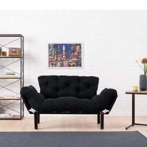 meg-GP052-0162,1-1 ΚΑΝΑΠΕΣ - ΚΡΕΒΑΤΙ NITTA MEGAPAP ΔΙΘΕΣΙΟΣ ΥΦΑΣΜΑΤΙΝΟΣ ΧΡΩΜΑ ΜΑΥΡΟ 155X70X85ΕΚ.