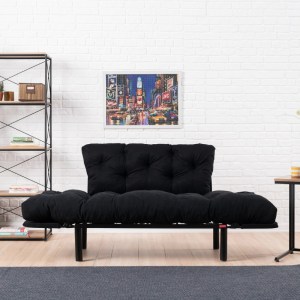 meg-GP052-0162,1-2 ΚΑΝΑΠΕΣ - ΚΡΕΒΑΤΙ NITTA MEGAPAP ΔΙΘΕΣΙΟΣ ΥΦΑΣΜΑΤΙΝΟΣ ΧΡΩΜΑ ΜΑΥΡΟ 155X70X85ΕΚ.