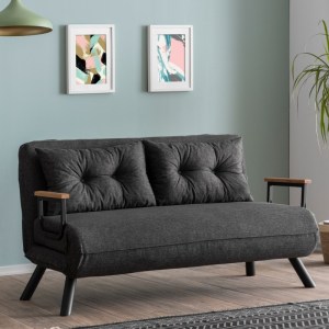 meg-GP052-0163,1-1 ΚΑΝΑΠΕΣ - ΚΡΕΒΑΤΙ SANDO MEGAPAP ΔΙΘΕΣΙΟΣ ΥΦΑΣΜΑΤΙΝΟΣ ΧΡΩΜΑ ΑΝΘΡΑΚΙ 133X78X78ΕΚ.
