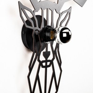 meg-GP052-0180,1-3 ΑΠΛΙΚΑ ΤΟΙΧΟΥ DEER MEGAPAP E27 ΜΕΤΑΛΛΙΚΗ ΧΡΩΜΑ ΜΑΥΡΟ 55X12X55ΕΚ.