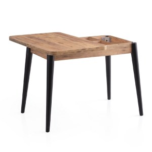 meg-GP052-0209,2-1 ΤΡΑΠΕΖΙ DOLUNAY MEGAPAP ΕΠΕΚΤΕΙΝΟΜΕΝΟ ΧΡΩΜΑ ATLANTIC PINE - ΜΑΥΡΟ 100X60(120X100)X79,5ΕΚ.