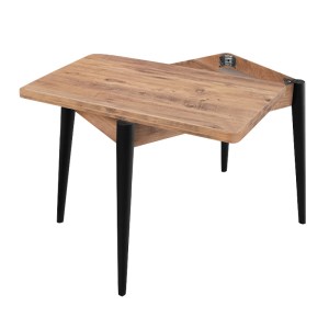 meg-GP052-0209,2-3 ΤΡΑΠΕΖΙ DOLUNAY MEGAPAP ΕΠΕΚΤΕΙΝΟΜΕΝΟ ΧΡΩΜΑ ATLANTIC PINE - ΜΑΥΡΟ 100X60(120X100)X79,5ΕΚ.
