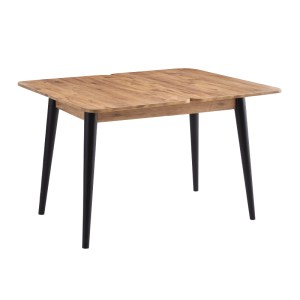 meg-GP052-0209,2-4 ΤΡΑΠΕΖΙ DOLUNAY MEGAPAP ΕΠΕΚΤΕΙΝΟΜΕΝΟ ΧΡΩΜΑ ATLANTIC PINE - ΜΑΥΡΟ 100X60(120X100)X79,5ΕΚ.