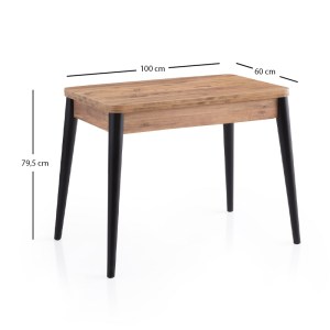 meg-GP052-0209,2-7 ΤΡΑΠΕΖΙ DOLUNAY MEGAPAP ΕΠΕΚΤΕΙΝΟΜΕΝΟ ΧΡΩΜΑ ATLANTIC PINE - ΜΑΥΡΟ 100X60(120X100)X79,5ΕΚ.