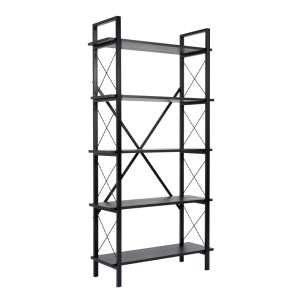 meg-GP052-0219,3-3 ΒΙΒΛΙΟΘΗΚΗ ELYSIAN MEGAPAP ΧΡΩΜΑ ΜΑΥΡΟ 90X33,5X180ΕΚ.