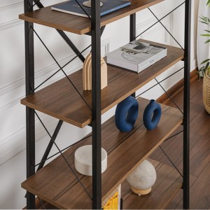 meg-GP052-0219,4-2 ΒΙΒΛΙΟΘΗΚΗ ELYSIAN MEGAPAP ΧΡΩΜΑ ΚΑΡΥΔΙ - ΜΑΥΡΟ 90X33,5X180ΕΚ.