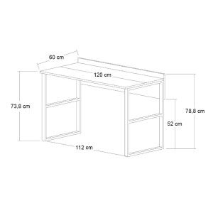 meg-GP052-0220,1-4 ΓΡΑΦΕΙΟ ΕΡΓΑΣΙΑΣ RANA MEGAPAP ΧΡΩΜΑ ΚΑΡΥΔΙ - ΜΑΥΡΟ 120X60X78,8ΕΚ.