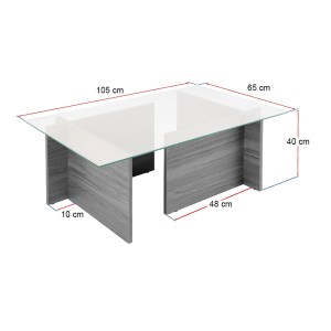 meg-GP052-0221,1-6 ΤΡΑΠΕΖΑΚΙ ΣΑΛΟΝΙΟΥ VETRINO MEGAPAP ΓΥΑΛΙΝΟ ΧΡΩΜΑ HONEY OAK 105X65X40ΕΚ.